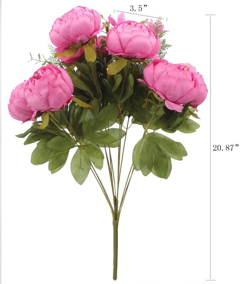 Duovlo Springs Flowers Artificial Silk Peony Bouquets Wedding Home Decoration,Pack of 1 (Spring Peach Pink) - Image 2
